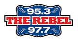 95.3 and 97.7 The Rebel logo